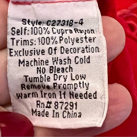 NWT Johnny Was Arlene appliqué Red Lace Tunic top with scoop neck 3/4 sleeves - Picture 16 of 16